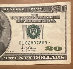 2001 $20 Star Note. S# CL 02807869 * - Picture 1 of 4