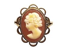 9ct Gold Vtg 1970s Shell Cameo Ring Sz N Antique Jewellery Gift 3g Black Friday