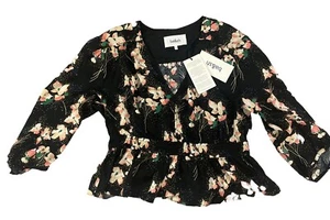 Blusa Edon Negra Floral Nueva con Etiquetas Ba&sh Paris Peplum Blossom Collection Talla 6/M - Imagen 1 de 17
