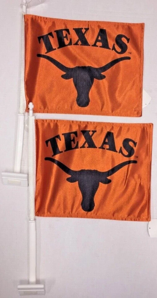 Texas Longhorns BEVO NCAA Automobile 2 Sided Car Flags SET OF 2 - Image 1 of 1
