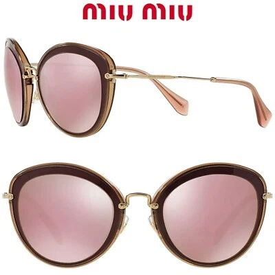 GAFAS DE SOL MIU MIU SMU50R TKW-4M2 BURDEOS/ORO ROSA EFECTO ESPEJO OJO DE GATO. 54mm Foto 1 de 4