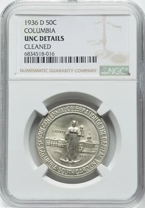 1936 -D Columbia Half Dollar Commemorative - NGC UNC Details - LOOKS BETTER! - Picture 1 of 2