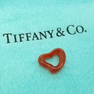 Tiffany & Co. Elsa Peretti Carved Red Carnelian Carved Small Open Heart Pendant - Picture 1 of 7