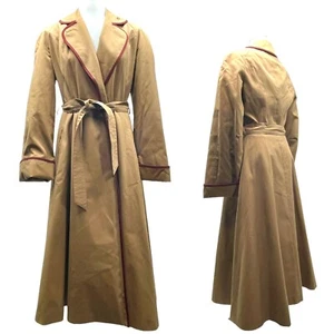 Vintage 70s ETIENNE AIGNER Womens 6 Long Belted Trench Coat Overcoat Maxi BEIGE - Picture 1 of 24