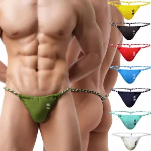 Para hombre Ropa Interior Cuerda G Tanga T-Back Bulto Bolsa Bikini Elástico Sexy Talla Baja - Imagen 1 de 50