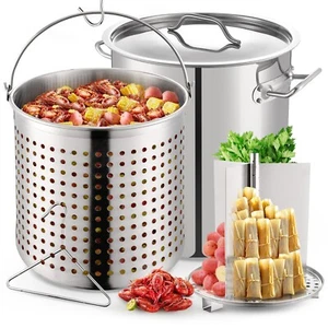 Commercial 32- 100 QT Turkey Fryer Crawfish Boiler Stock Pot Stainless Steel - Picture 1 of 11