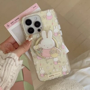 Cute Bunny Flowers Mag Safe Holder+Case Cover For iPhone 17 Pro Max 16 15 14 13 - Afbeelding 1 van 12