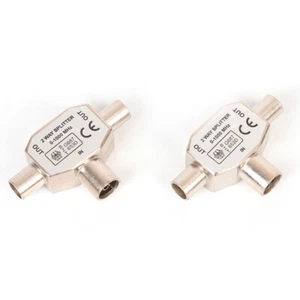 PAL TV IEC DVB-T 1F/2M 2 Way Aerial Coaxial Antenna Signal Splitter Metal*$i - Picture 1 of 9