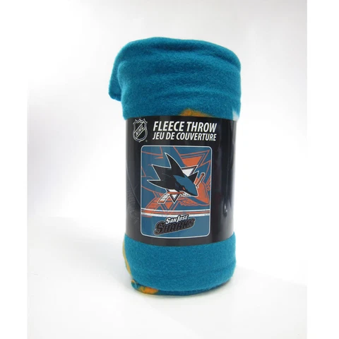 New NHL San Jose Sharks Large Soft Fleece Throw Blanket 50" X 60" Cover
