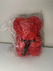 Red Rose Artificial Flower Bear Just For You Gift 9 Inches Tall - Picture 1 of 7