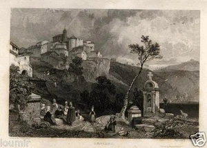Stampa Antica 1831 = GENZANO Veduta = Campagna Romana = LAZIO = Old Engraving - Picture 1 of 1