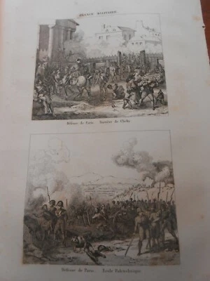 1836 GRABADO DEFENSA DE PARÍS BARRERA CLIECHY Universidad Politécnica Napoleón Foto 1 de 2