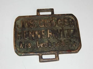 Escudo antiguo original JOS. GRÖGER HENNERWITZ Krs. Leobschütz - Imagen 1 de 5