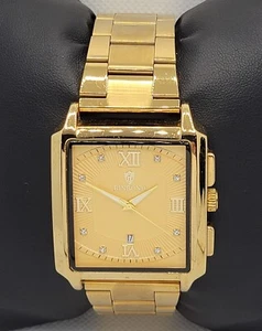 Mens Binbond Classic Gold Tone Case Yellow Dial Link Bracelet Watch L8 - Picture 1 of 8