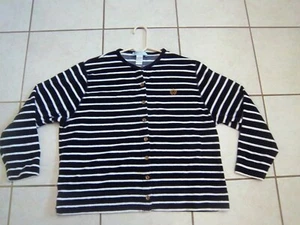 New Women’s Cotton Couture Button Down Long Sleeve Soft Fleece - XL Black White - Picture 1 of 6