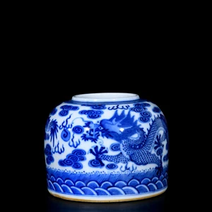 Fine Collectable Art Hand Painting Blue&white Porcelain Dragon Wash - Picture 1 of 9