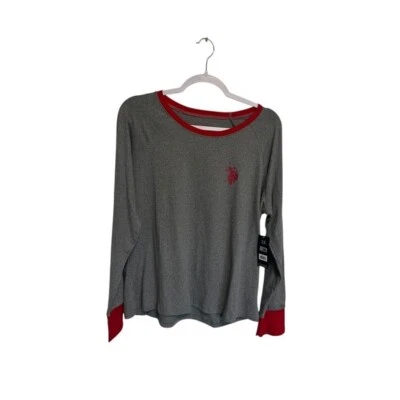US Polo Assn Long Sleeve Top Heathered Knit Raglan Crew Neck Shirt 1X - Image 1 of 4