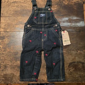 Osh Kosh B'gosh Vestbak Denim Train Overalls Dark Blue Boys Toddlers 9 Months - Picture 1 of 7