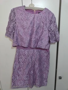 Topshop Lilac Lace Mini Dress Size 10 - Picture 1 of 3