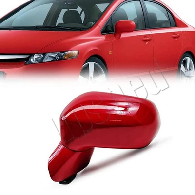Espejo retrovisor lateral izquierdo rojo vidrio eléctrico 3 pines para Honda Civic 2006-2011 sedán Foto 1 de 4