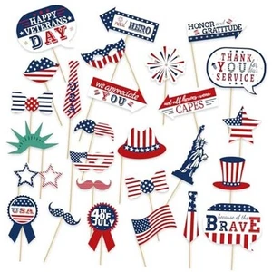 27 Pcs 4th of July American USA Independence Day Photo Booth Party Props USA - Picture 1 of 7