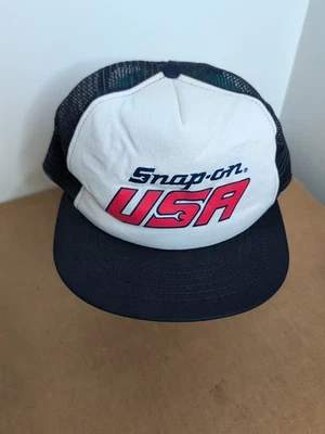 Sombrero de Camionero Swingster Vintage Snap-On EE. UU. Rojo Blanco Azul Hecho en EE. UU. Foto 1 de 4