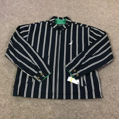 Chaqueta Nautica Para Hombre Mediana Azul Marino Blanco Rayas Cremallera Frontal Ligera JR550L Foto 1 de 4