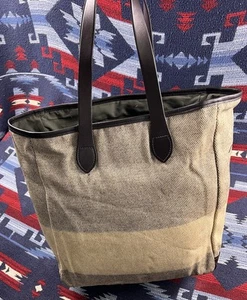 FILSON Rugged Twill Cotton Leather Tote Bag Vtg Shoulder Messenger Khaki Tan USA - Picture 1 of 17