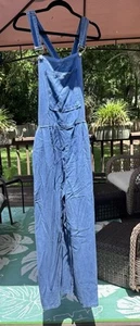 Women's Overalls Gardening Bib Wide leg Denim Blue Sz L Gorpcore Lyocell Overs - Picture 1 of 6