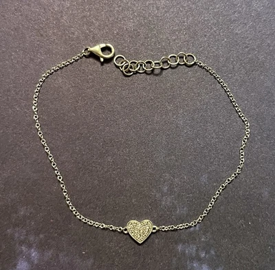 Brazalete Corazón Pavé Natural Diamante 7" (Ajustable) Oro Blanco 14K 585 WG Foto 1 de 4