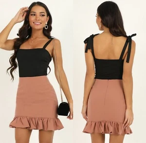 Showpo Mini Skirt Sze 18 Blush pink ruffled pleated NEW cocktail casual formal - Foto 1 di 6
