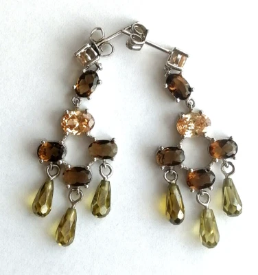 Ohrstecker Ohrhänger mit Citrin, Peridot, Granat Silber 925 (3267) - Bild 1 von 4