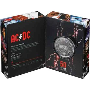 2023 50c AC/DC 50th Anniversary Silver Antiqued Coin - Imagen 1 de 4