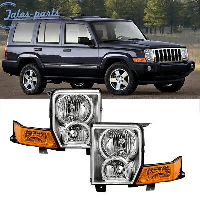 Conjunto de faros halógenos cromo ámbar para Jeep Commander 2006-2010 Foto 1 de 4