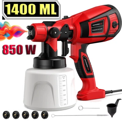 Pulverizador de pintura eléctrico de alta presión 850 W, pistola de pintura en aerosol HVLP de 1400 ml 5 boquillas Foto 1 de 4