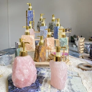 Light Luxury Nordic Pink Crystal Stone Push Empty Shower Gel Push Bottle - Picture 1 of 20