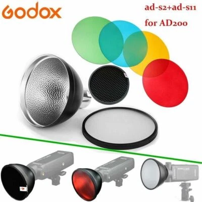 Godox AD-S2 Reflektor Diffusor + AD-S11 Farbfilter Set für AD200 AD360II Blitz - Bild 1 von 4