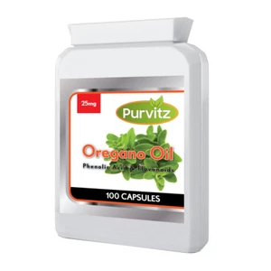 Aceite de Orégano 25mg Anti Hongos Rápido Liberación Cápsulas Purvitz GB Salvaje - Imagen 1 de 1