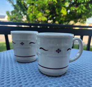Longaberger Keramik gewebt Traditionen Erbe Kaffeetassen/Tassen Burgund 2er Set - Bild 1 von 10