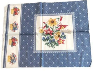 2 Vtg Cranston Print Works “American Wildflowers Collection” Blue Pillow Panels - Picture 1 of 12