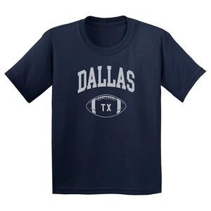 Dallas Classic Football Arch Youth T Shirt - Navy - Picture 1 of 6