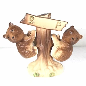 Vtg 2 Bear Cubs Hanging in Tree Salt & Pepper Set Made in Japan PR4 - Picture 1 of 6