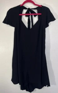 French Connection Womens Open Tie Back Romper Black Sz 10 Sexy Old Money Glam - Picture 1 of 12