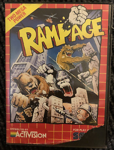 Rampage (Sega Master System, 1989) Working Nice w/ Case, NO Manual! Cover torn