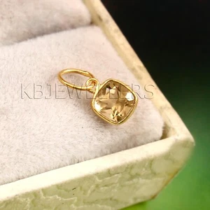 Tiny Citrine Gold Charm Pendant Solid 14k Gold Charm Pendant Handmade Pendant - Picture 1 of 3