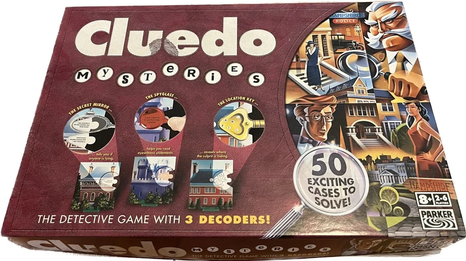 Cluedo Mysteries The Detective Game 3 Decoders Board Game Parker Vtg 2005 Unused - Image 1 of 4