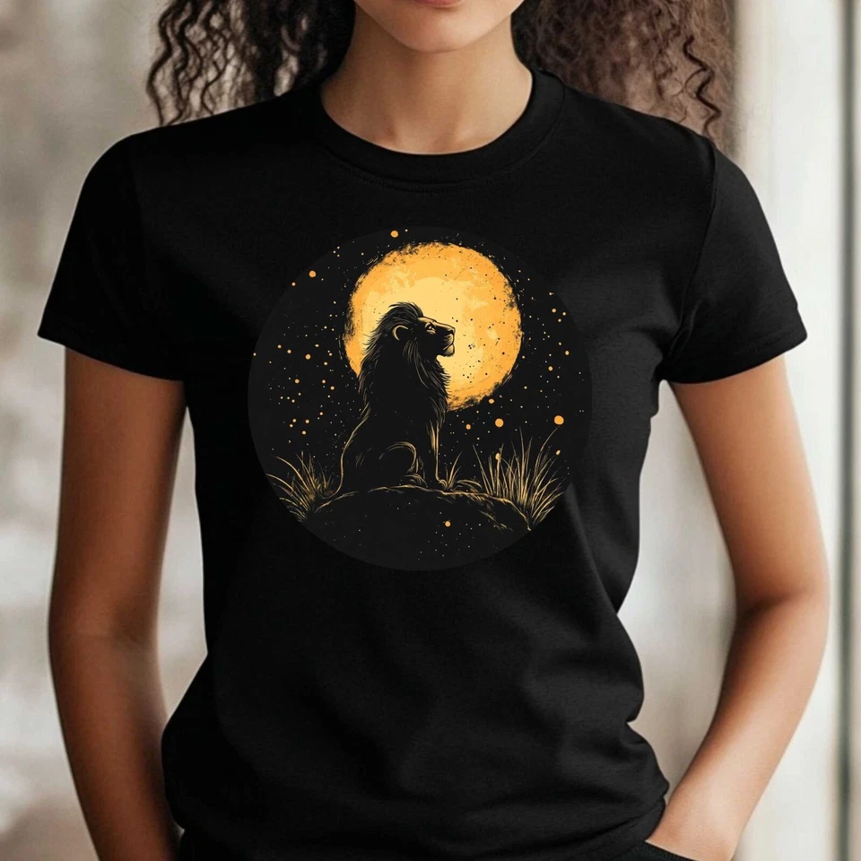 Frauen T-Shirt Löwen Nacht Motiv Baumwolle Größe S bis 3XL - Bild 1 von 1