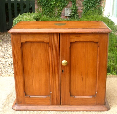 Pitch Pine Cupboard Church furniture Velvet inside Antique Vintage - Image 1 of 4