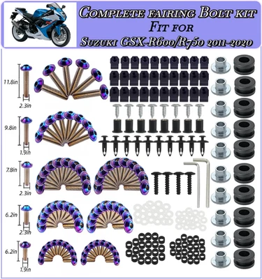 Irid azul púrpura. Perno de carenado completo 236 piezas para Suzuki GSXR600/750 2011-2020 Foto 1 de 4