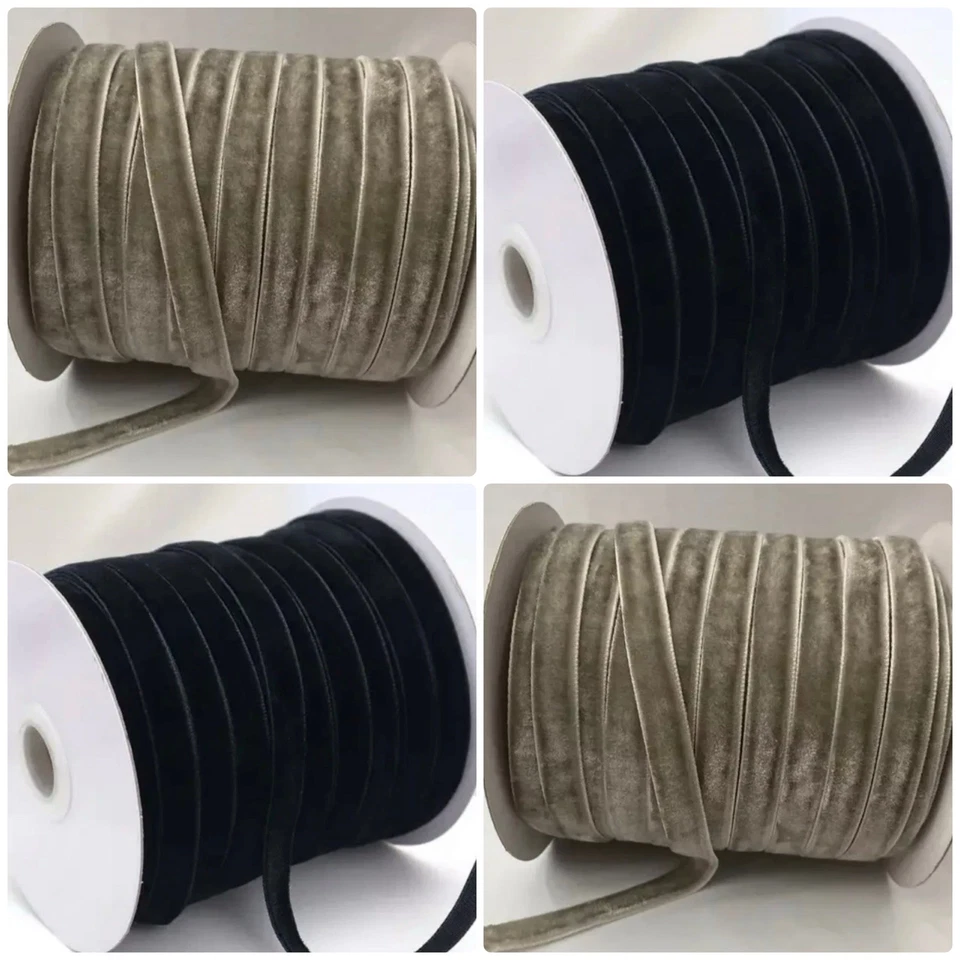 Christmas Black and Silver velvet ribbon 10mm wide 4x 5m Lengths  20m total - Image 1 of 3